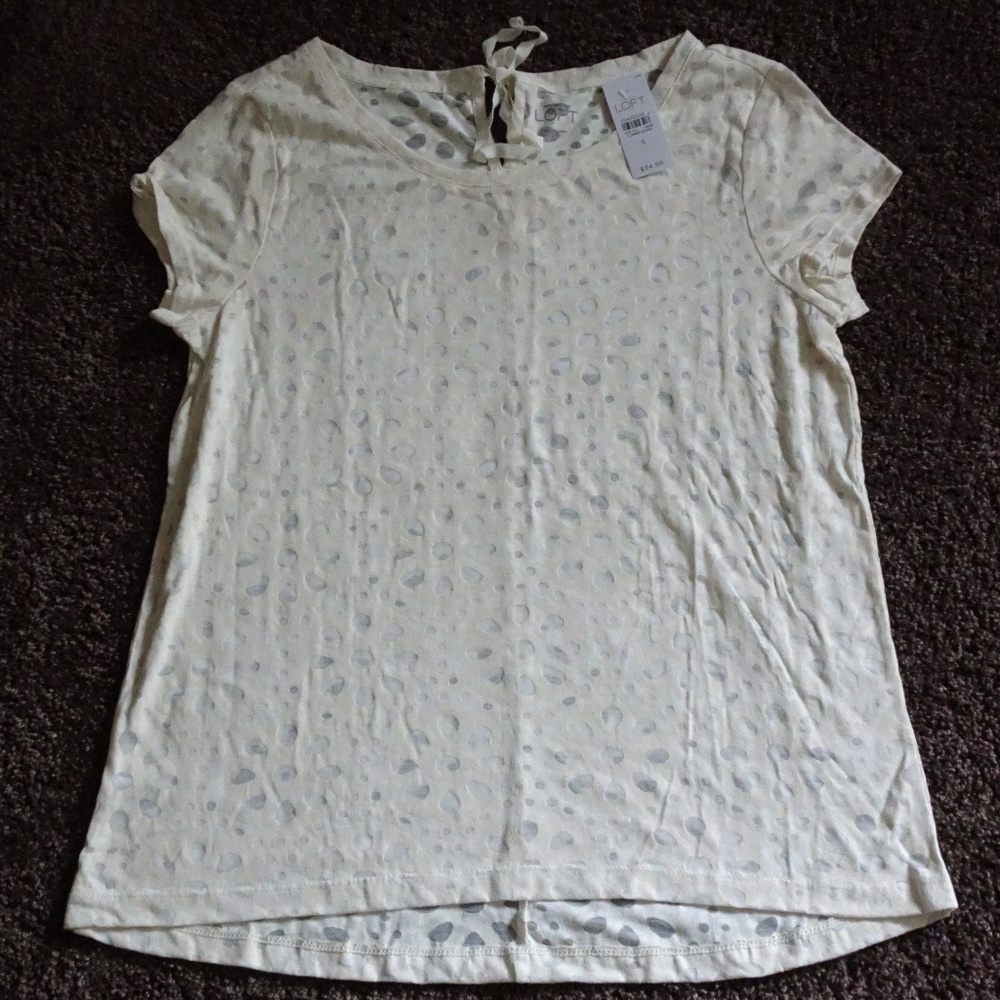 NEW Ann Taylor LOFT Ivory Floral Cutout Top S